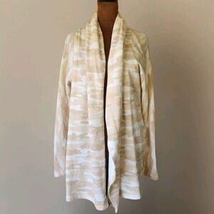 NWT Lucky Brand Cardigan Sweater Size L Camo Beige Casual Open Women's $79